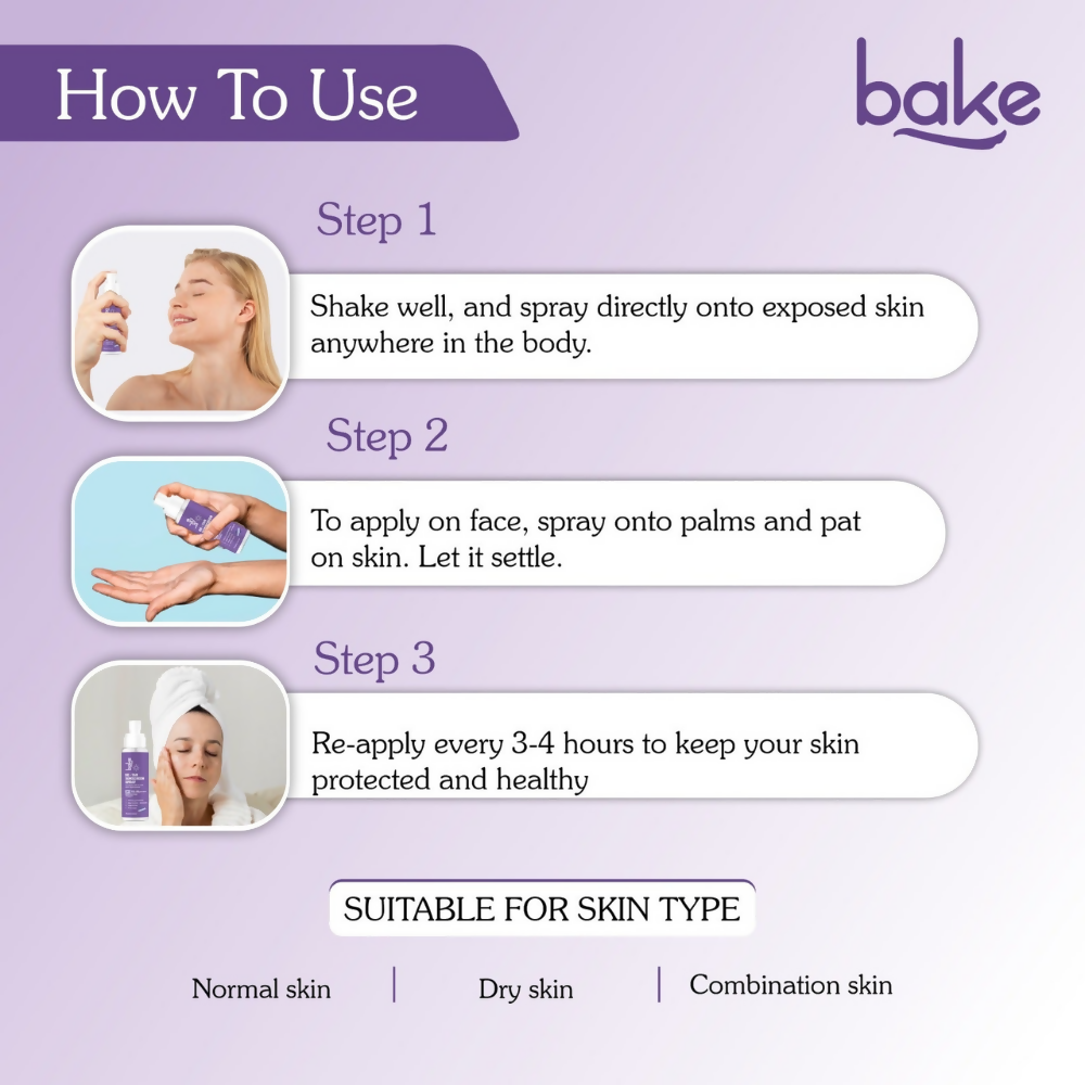 Bake De-tan Waterproof Sunscreen Spray SPF 70 PA+++ with 2% Kojic Acid | Grocsy