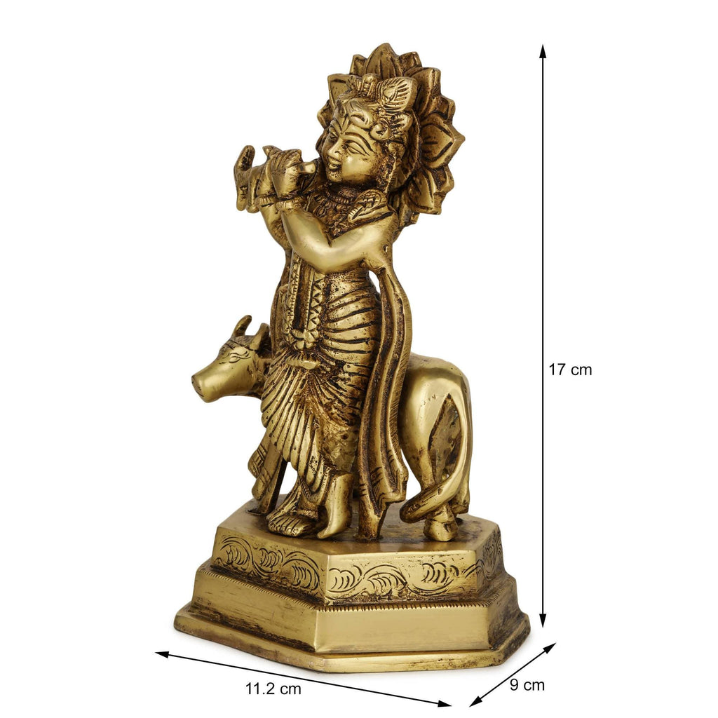 Devlok Lord Krishna with Cow Idol | Grocsy