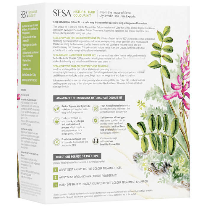 Sesa Ayurvedic Natural Hair Colour Kit Natural Black | Grocsy