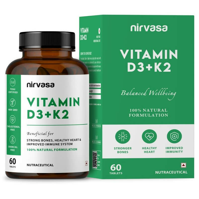 Nirvasa Vitamin D3 + K2 Tablets | Grocsy