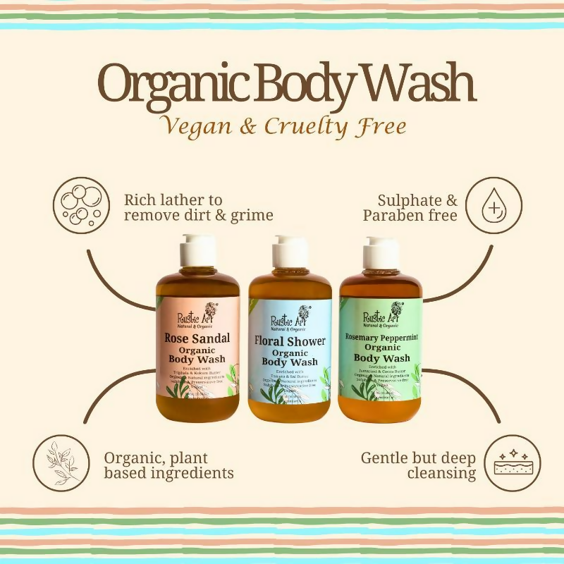 Rustic Art Organic Rosemary Peppermint Organic Body Wash | Grocsy