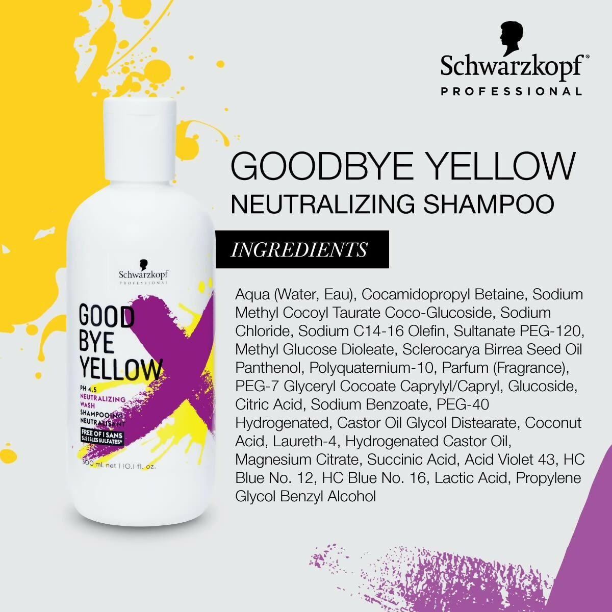 Schwarzkopf Professional Goodbye Yellow Neutralising & Anti-Yellow Sulfate Free Purple Shampoo | Grocsy