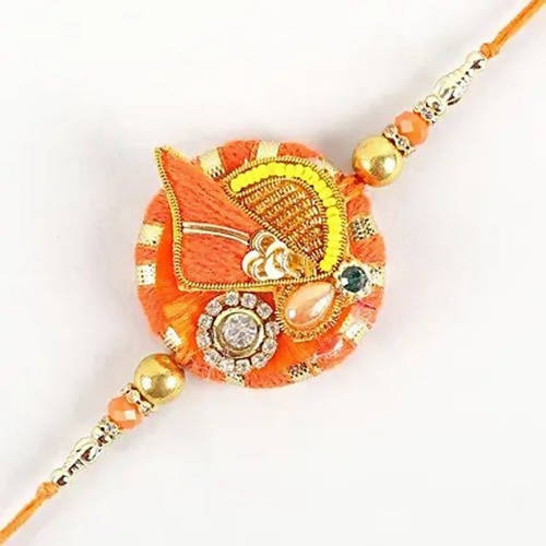 Festive Zardosi Rakhi & Kaju Katli Box | Grocsy
