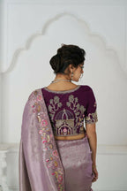 Kesar Fab Stunning Mauve Color With Multi-Thread And Sequins Embroidery Saree | Grocsy