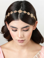 NVR Women's Gold-Polished Traditional Meenakari Stones Trending Matha Patti | Grocsy
