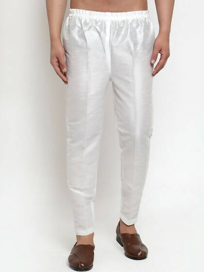 Jompers Men White Solid Pyjamas | Grocsy