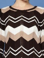 Women Self Design Brown Acrylic Winter Sweater - Wool Trees | Grocsy