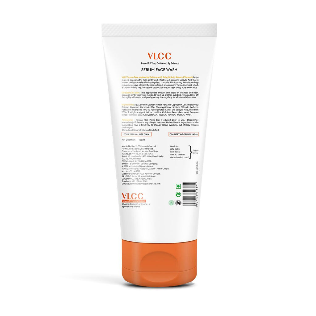 VLCC Acne Defense Serum Face Wash with Salicylic Acid Serum & Turmeric | Grocsy