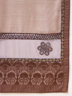 Beige, Purple Tussar Silk Zari, Thread And Cord Embroidery, Laser Cut Applique Saree - Norita Hit Design | Grocsy
