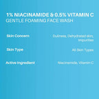 Dermdoc 1% Niacinamide & 0.5% Vitamin C Gentle Foaming Face Wash | Grocsy