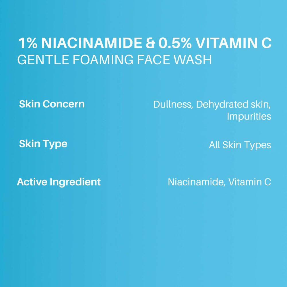 Dermdoc 1% Niacinamide & 0.5% Vitamin C Gentle Foaming Face Wash | Grocsy