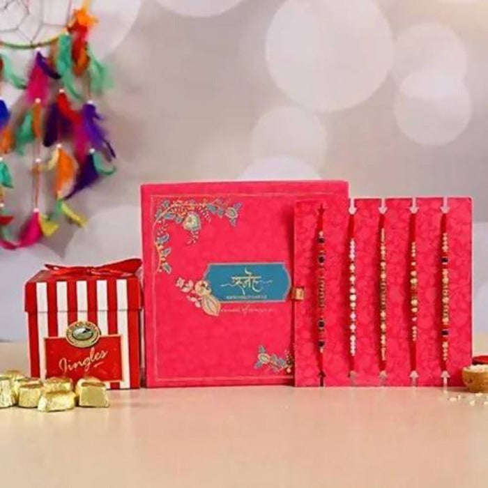 Designer Rakhis and Choco Swiss Jingles Box | Grocsy