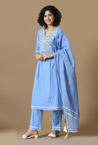 Joban Fashion L.Blue Cotton Kurta Set | Grocsy