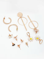 NVR Women's Set of 6 Rose Gold-Polished Contemporary Drop Earrings | Grocsy