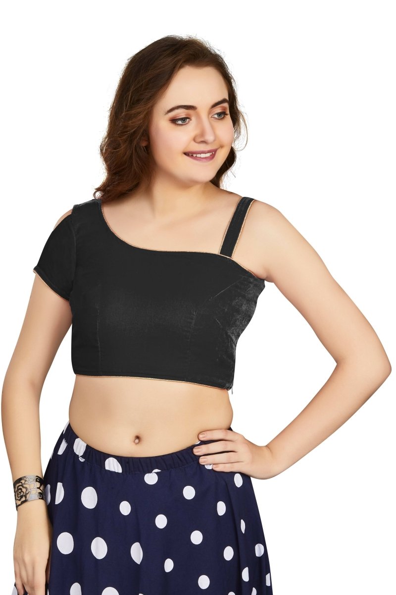 Aastha Fashion Women's Women's Black Velvet Solid Readymade Blouse | Grocsy