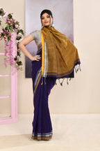 Piyari Fashion Women's Purple Embellished Cotton Blend Jamdani Saree | Grocsy