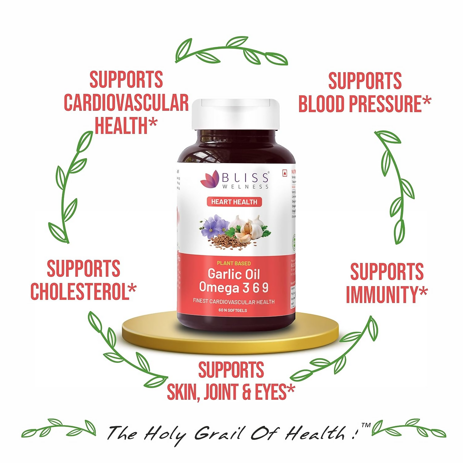 Bliss Welness Garlic Oil Omega 3 6 9 Capsules | Grocsy