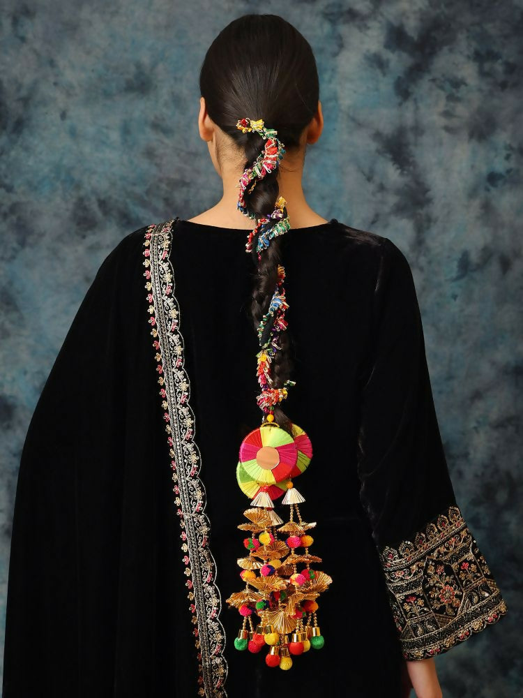Ruby Raang Golden Work Parandi | Grocsy