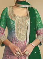 Vastranavya Bandhej Printed Chinon Chiffon Embroidered Sequins Pakistani Suit | Grocsy
