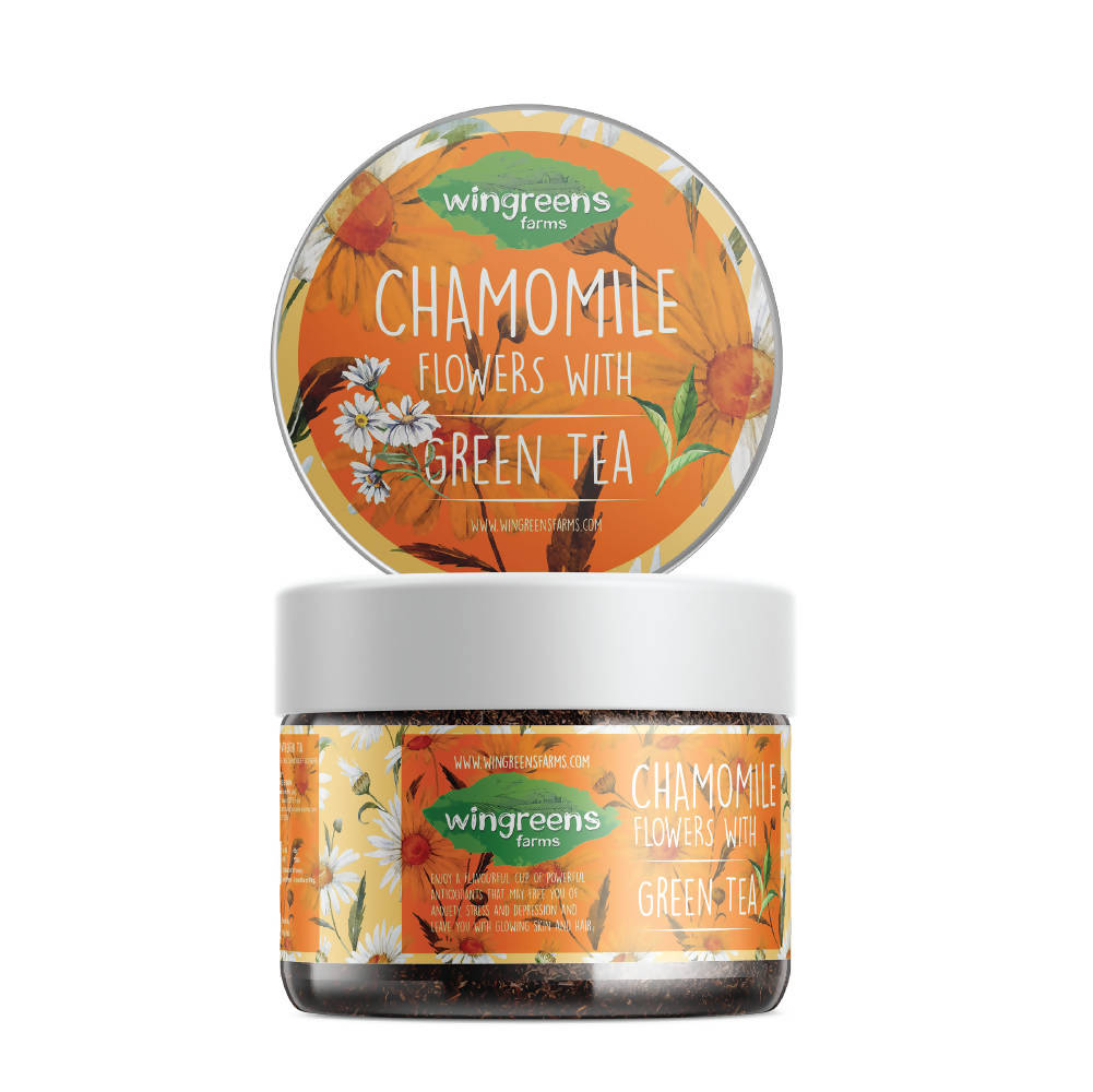 Wingreens Farms Chamomile Flowers With Green Tea | Grocsy