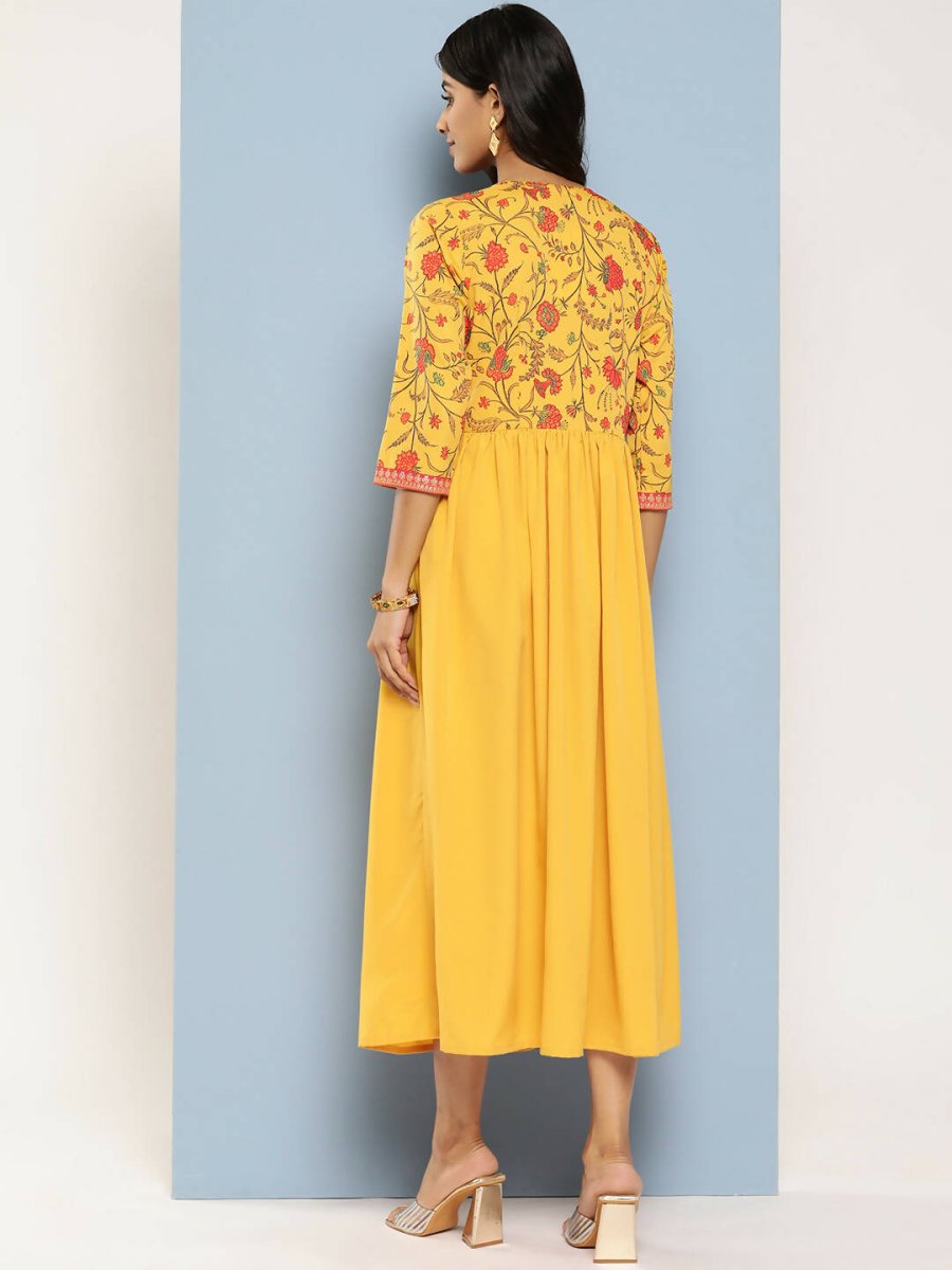 Ahalyaa Women's Traditional wear Ethnic Dress - Mustard | Grocsy