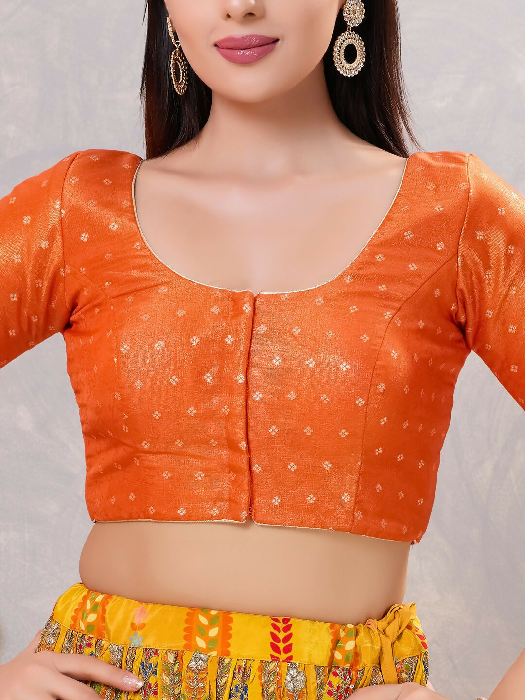 Joban Fashion Women Silk Orange Stitched Blouse | Grocsy