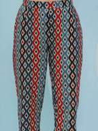Joban Fashion Ikkat Printed Co Ord Set - Blue Red | Grocsy