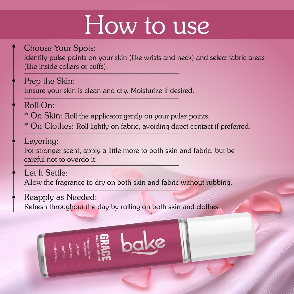 Bake Grace 100% Concentrated Perfume Oil Roll on Fragrance For Men & Women - White Oud | Grocsy