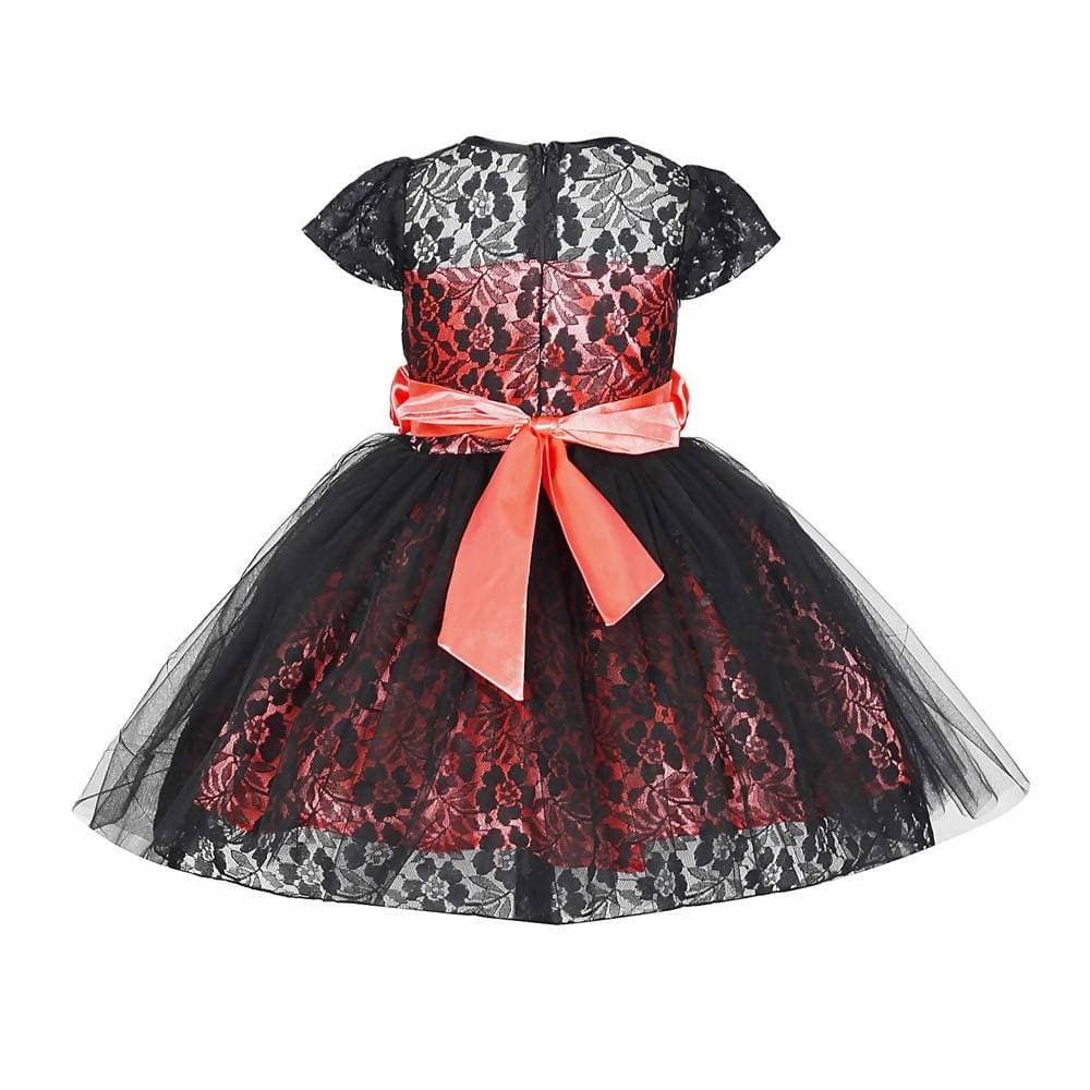Asmaani Baby Girl's Black Color Satin A-Line Frock (AS-DRESS-22133) | Grocsy