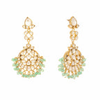 Nuyug 22K Gold Plated Regal Green Kundan Chandbali Earrings | Grocsy
