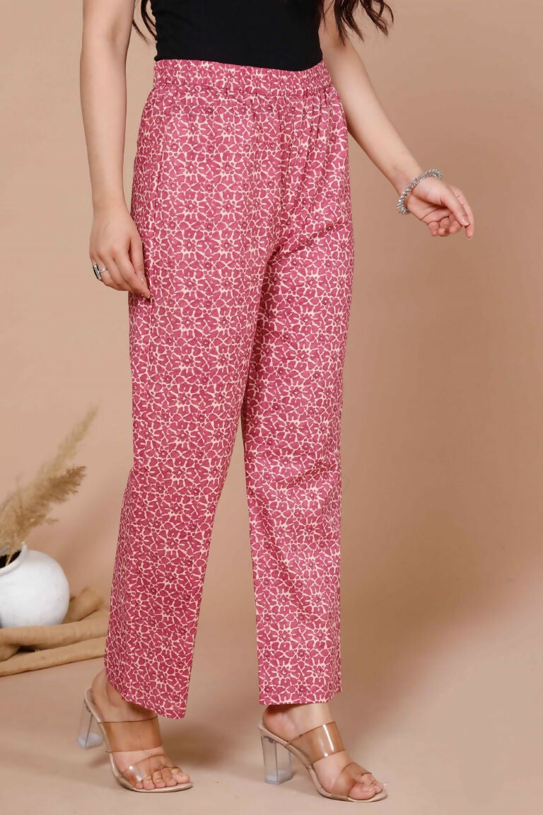 Miravan Women's Pink Straight Floral Printed Kurta & Palazzo With Dupatta Set | Grocsy