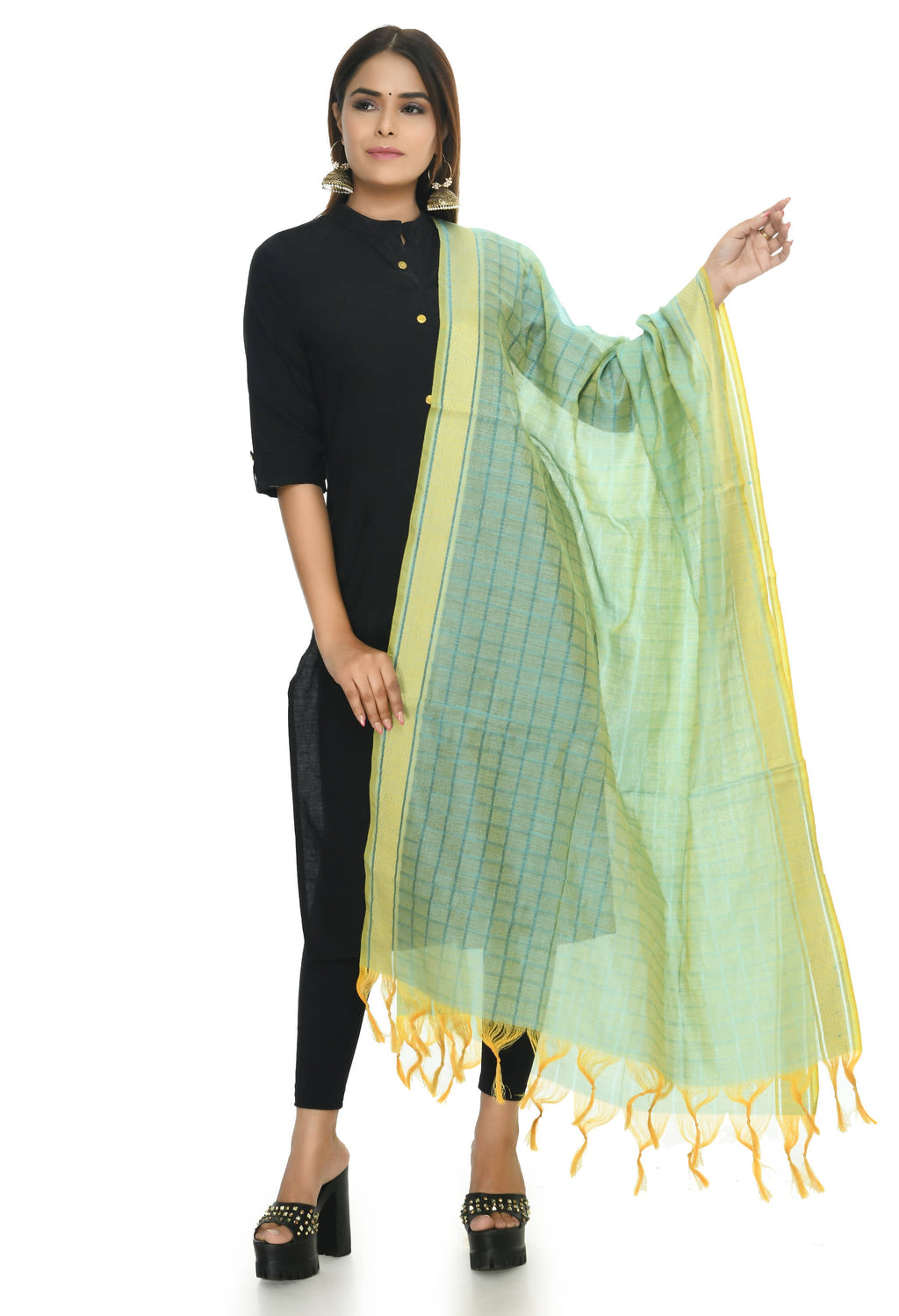 Mominos Fashion Moeza Handloom Cotton Sky Blue Dupatta | Grocsy