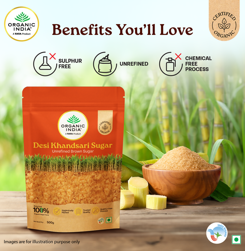 Organic India Desi Khandsari Sugar (Unrefined Brown Sugar) | Grocsy