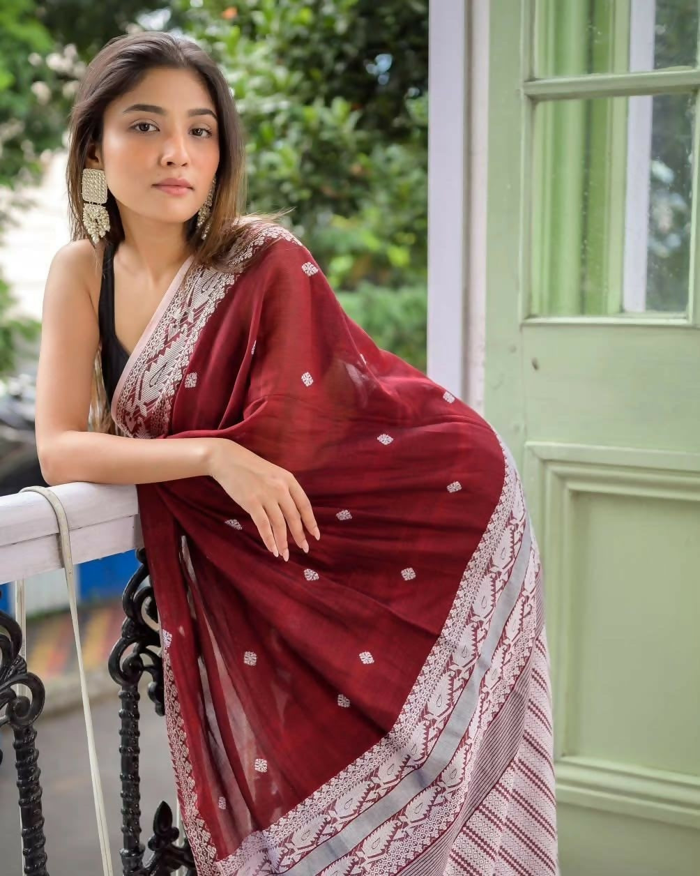 Exclusive Collection Maroon Most Trending Beautiful Pure Cotton Handloom Saree | Grocsy