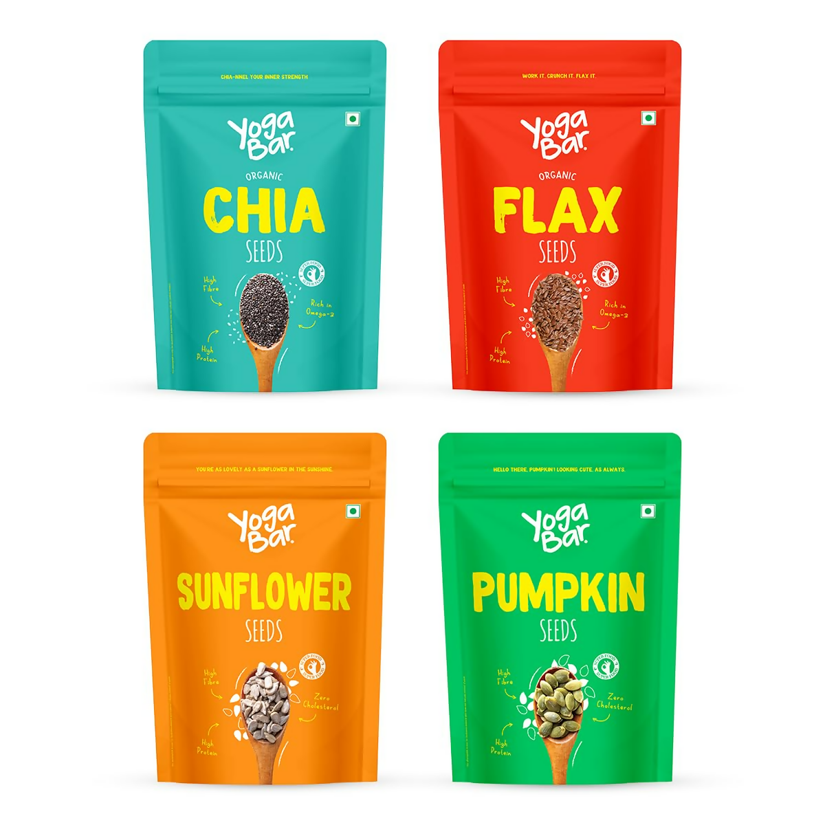 Yoga Bar Seeds Combo – Chia, Flax, Sunflower & Pumpkin Seeds | Grocsy