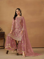 Anaita Pink Embroidered Net Salwar Suit | Grocsy