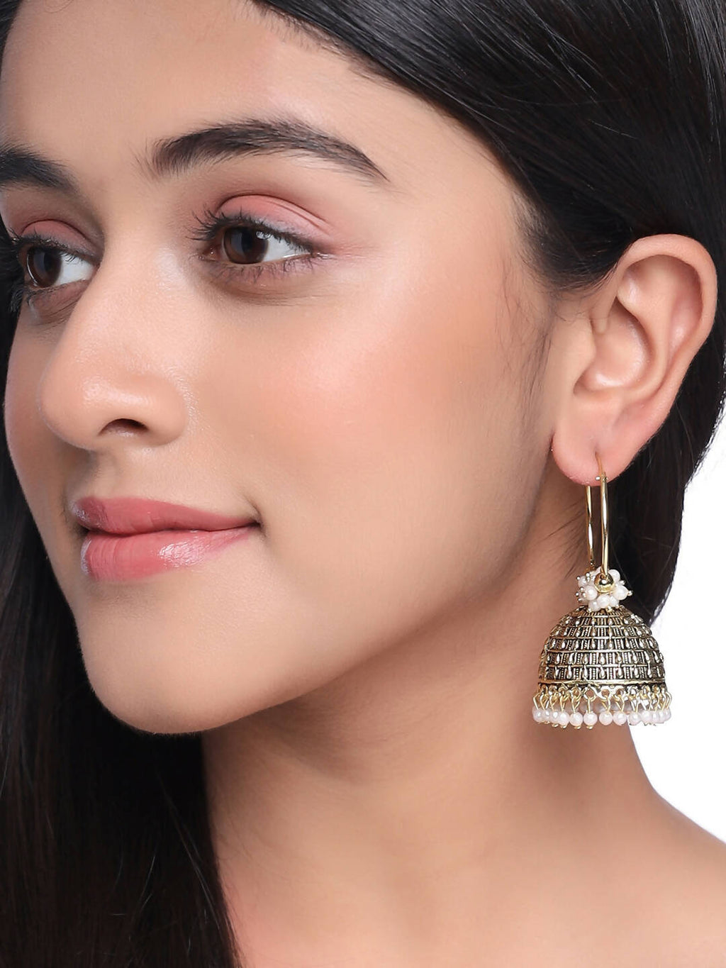 NVR Women Gold Toned Contemporary Jhumkas Earrings | Grocsy