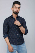 Miravan Men's Blue Spread Collar Floral Print Casual Shirt | Grocsy
