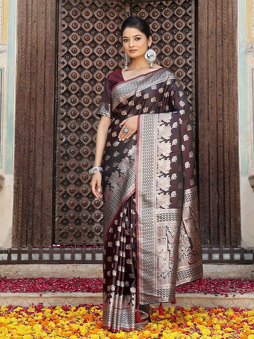 Shree Shyam Fashion Red Silk Saree | Grocsy