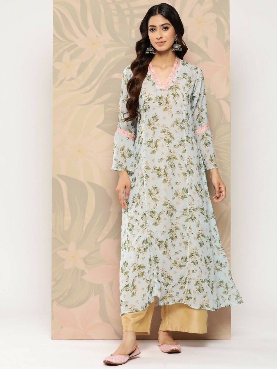 Ahalyaa Women's Traditional wear Kurta - Sky Blue | Grocsy