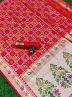 DEIANA'S Beautiful Designer Golden zari Soft Lichi Silk Saree - Red | Grocsy