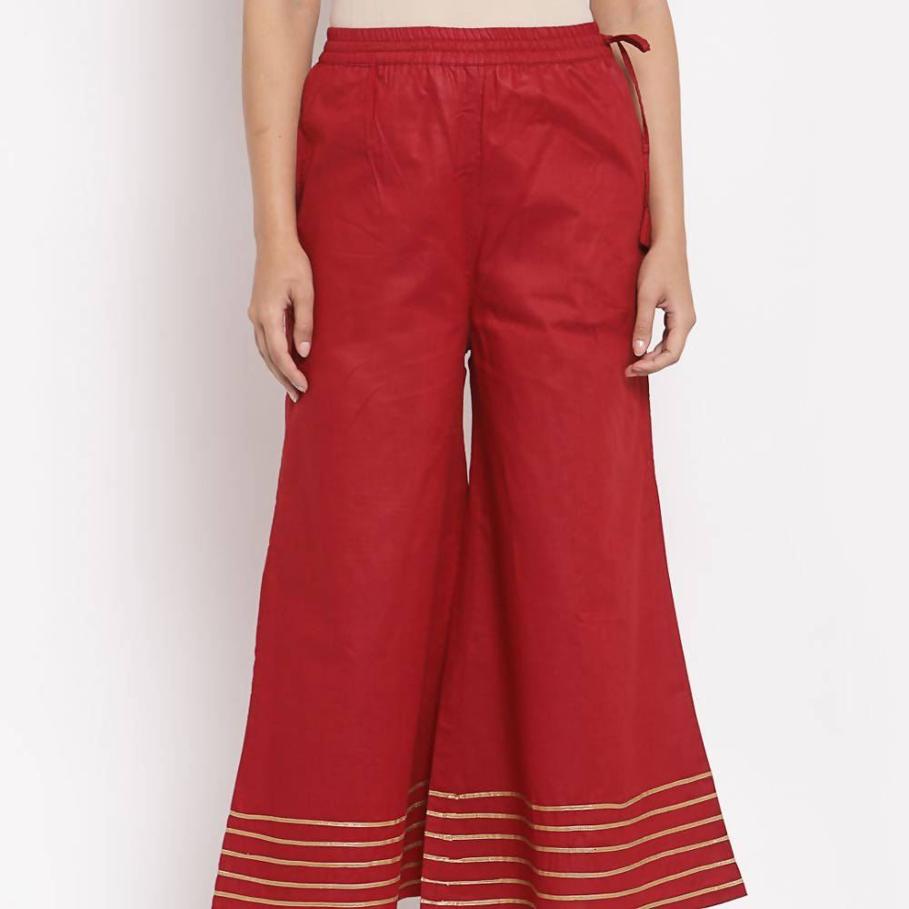 Myshka Women's Maroom Cotton Solid Casual Palazzo | Grocsy