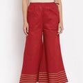Myshka Women's Maroom Cotton Solid Casual Palazzo | Grocsy