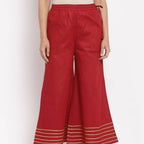 Myshka Women's Maroom Cotton Solid Casual Palazzo | Grocsy