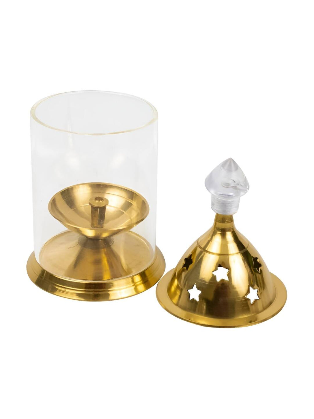 Spillbox Gold-Toned Brass Glass Udupi Diya Pooja Essential | Grocsy