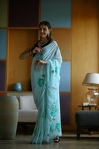 Vamsee Laxmi Blue Georgette Saree | Grocsy