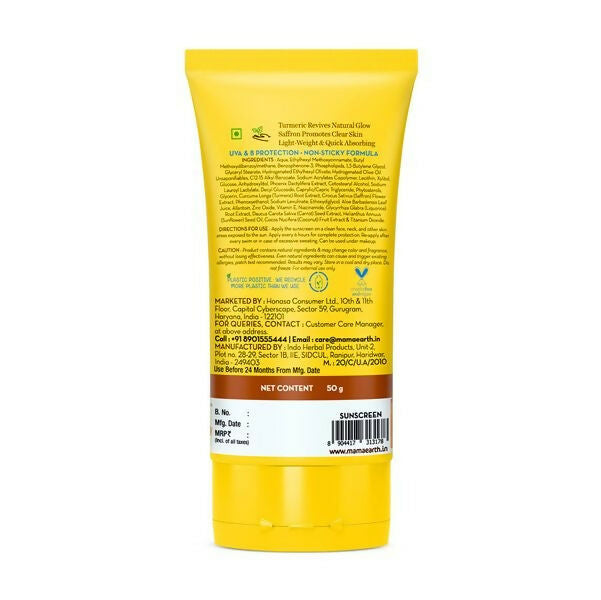 Mamaearth Ubtan Detan Sunscreen With Turmeric & Saffron For Sun Protection | Grocsy