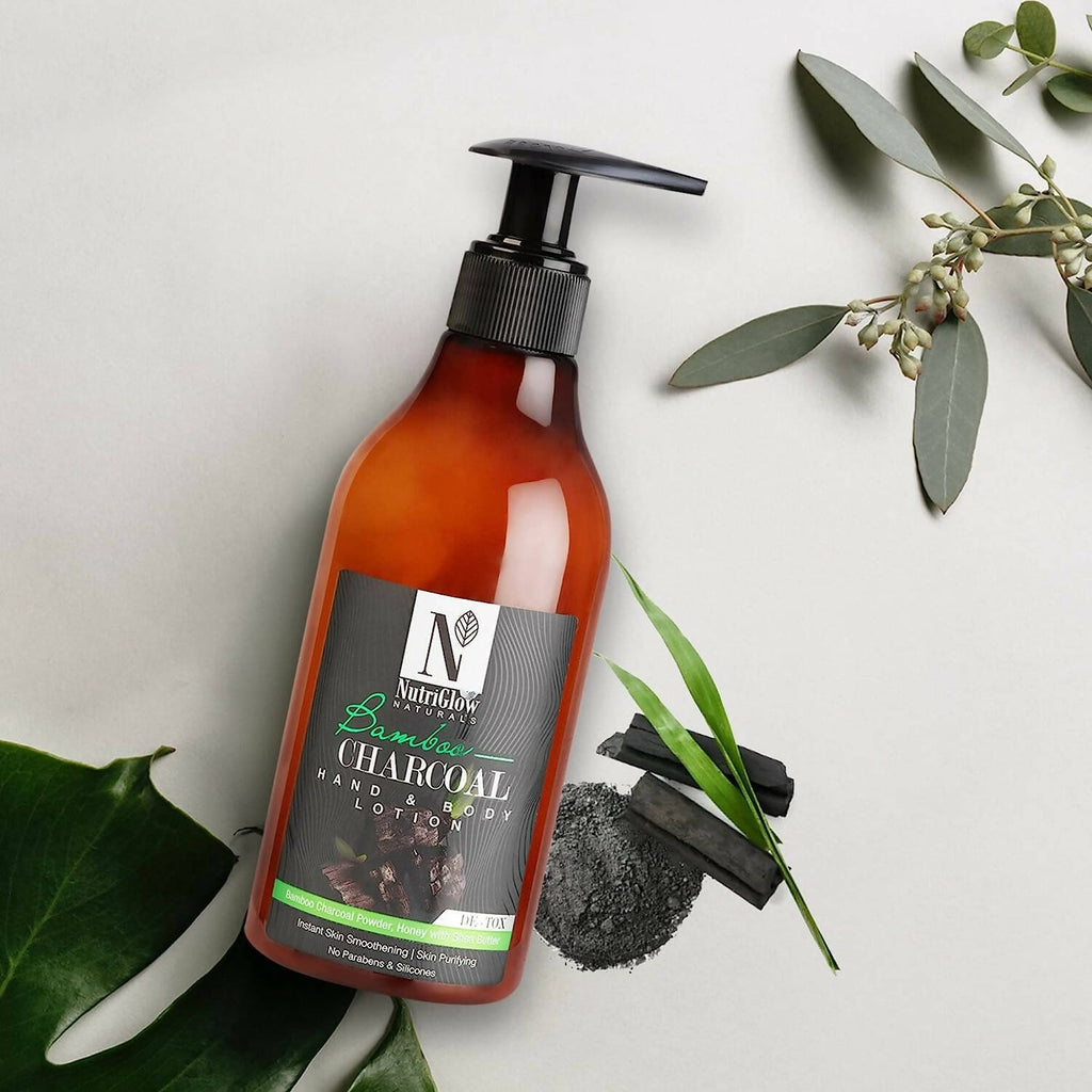 NutriGlow NATURAL'S Bamboo & Charcoal Hand & Body Lotion | Grocsy