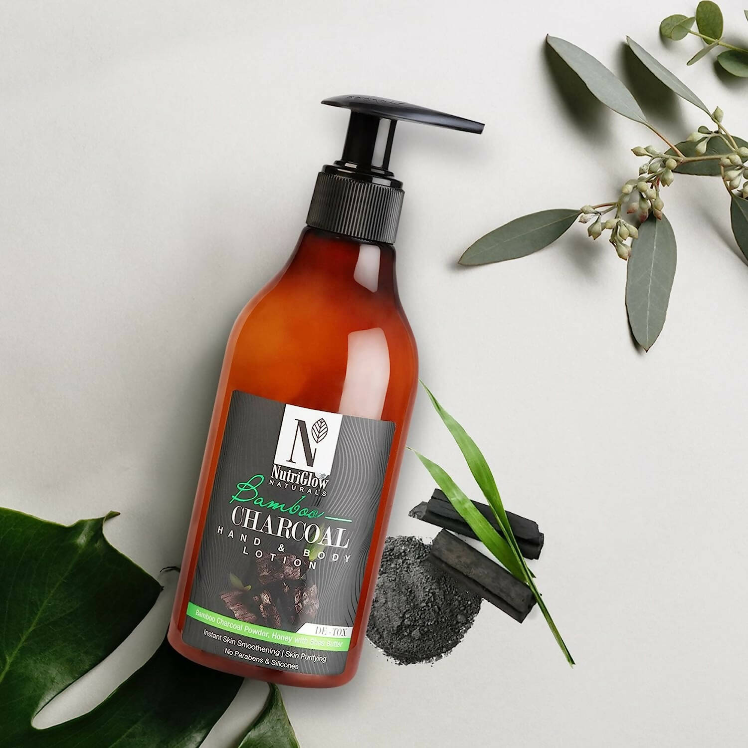 NutriGlow NATURAL'S Bamboo & Charcoal Hand & Body Lotion | Grocsy