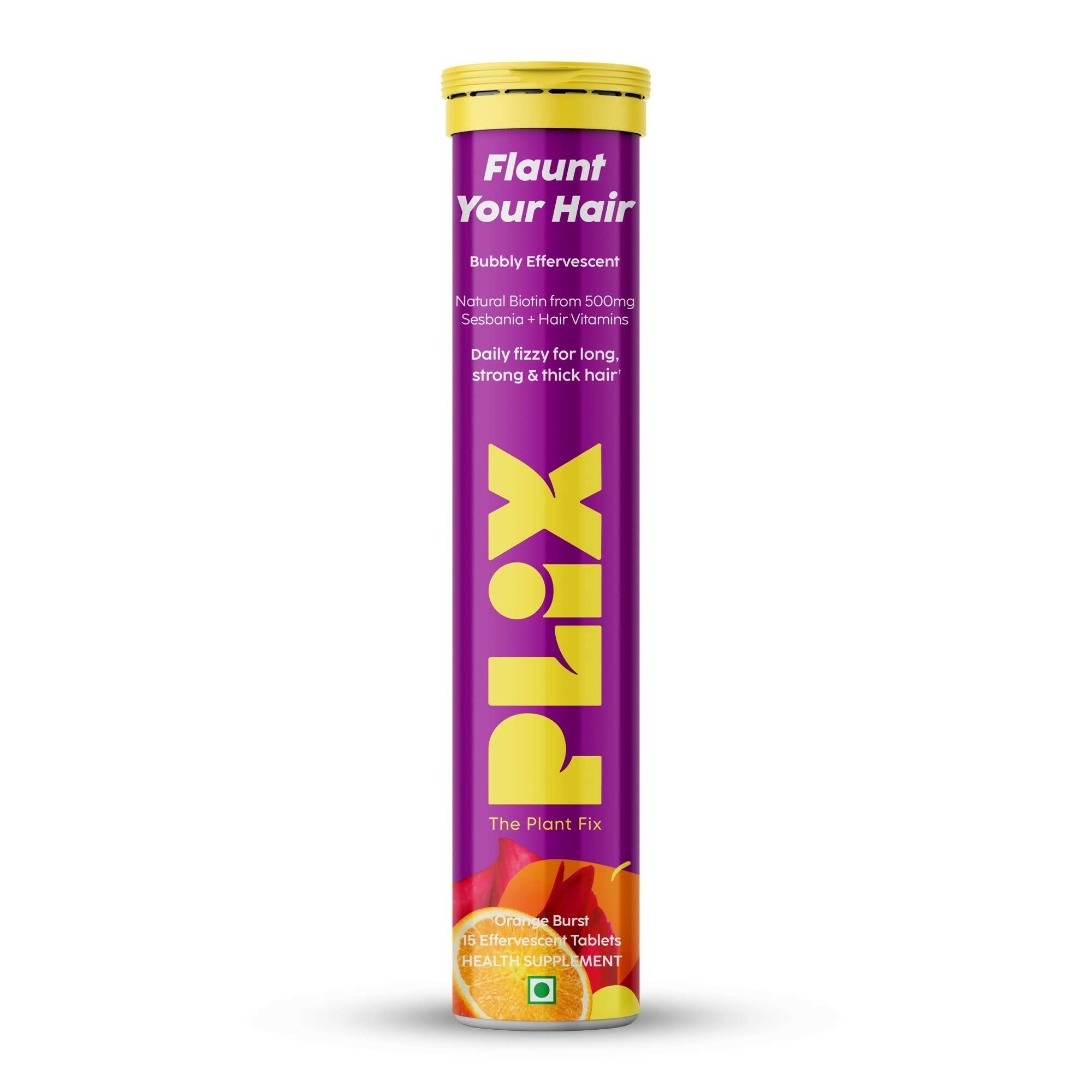 PLIX The Plant Fix Flaunt Your Hair Natural Biotin Effervescent Tablets - Orange Burst | Grocsy